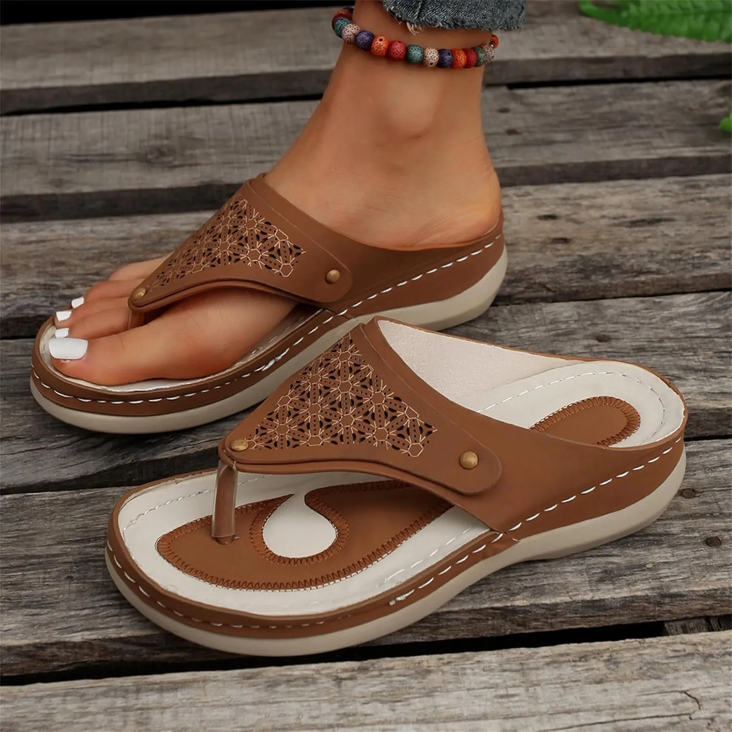 Womens Orthopedic Flip Flops Arch Support Orthopedic Slippers Wide Toe Box Slippers Beach Thong Sandals