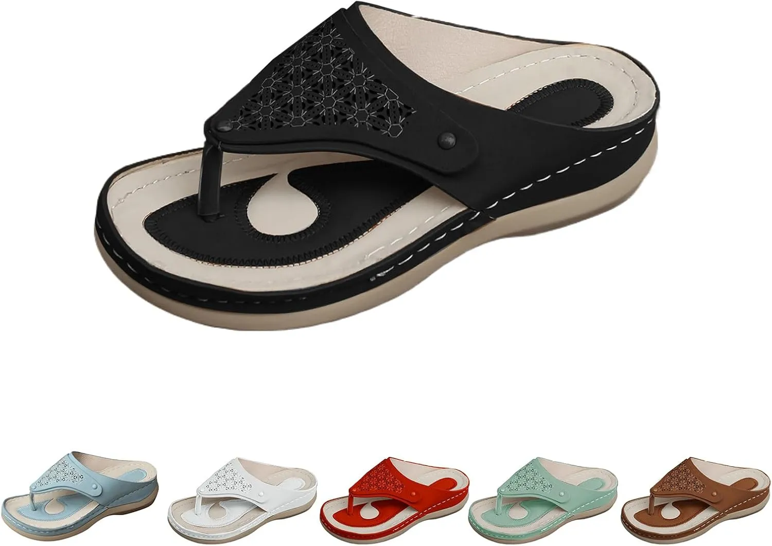 Womens Orthopedic Flip Flops Arch Support Orthopedic Slippers Wide Toe Box Slippers Beach Thong Sandals
