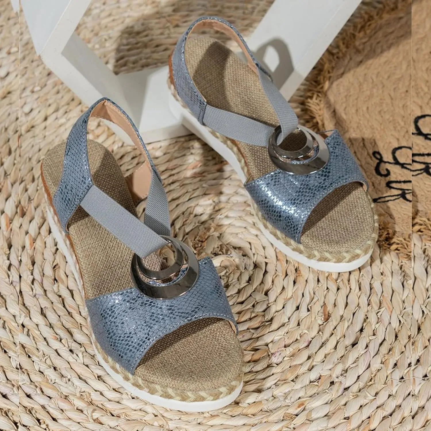 Women's Orthopedic Sandals Casual Breathable Platform Wedge Sandals Lightweigh Summer Comfortable Slides Sandal Metal Buckle Wedge Heel peep Toe Shoes Comfortable Orthopedic Wedge Sandal