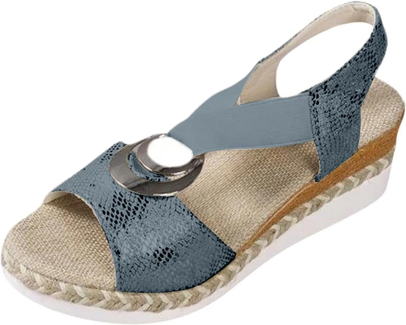 Women's Orthopedic Sandals Casual Breathable Platform Wedge Sandals Lightweigh Summer Comfortable Slides Sandal Metal Buckle Wedge Heel peep Toe Shoes Comfortable Orthopedic Wedge Sandal