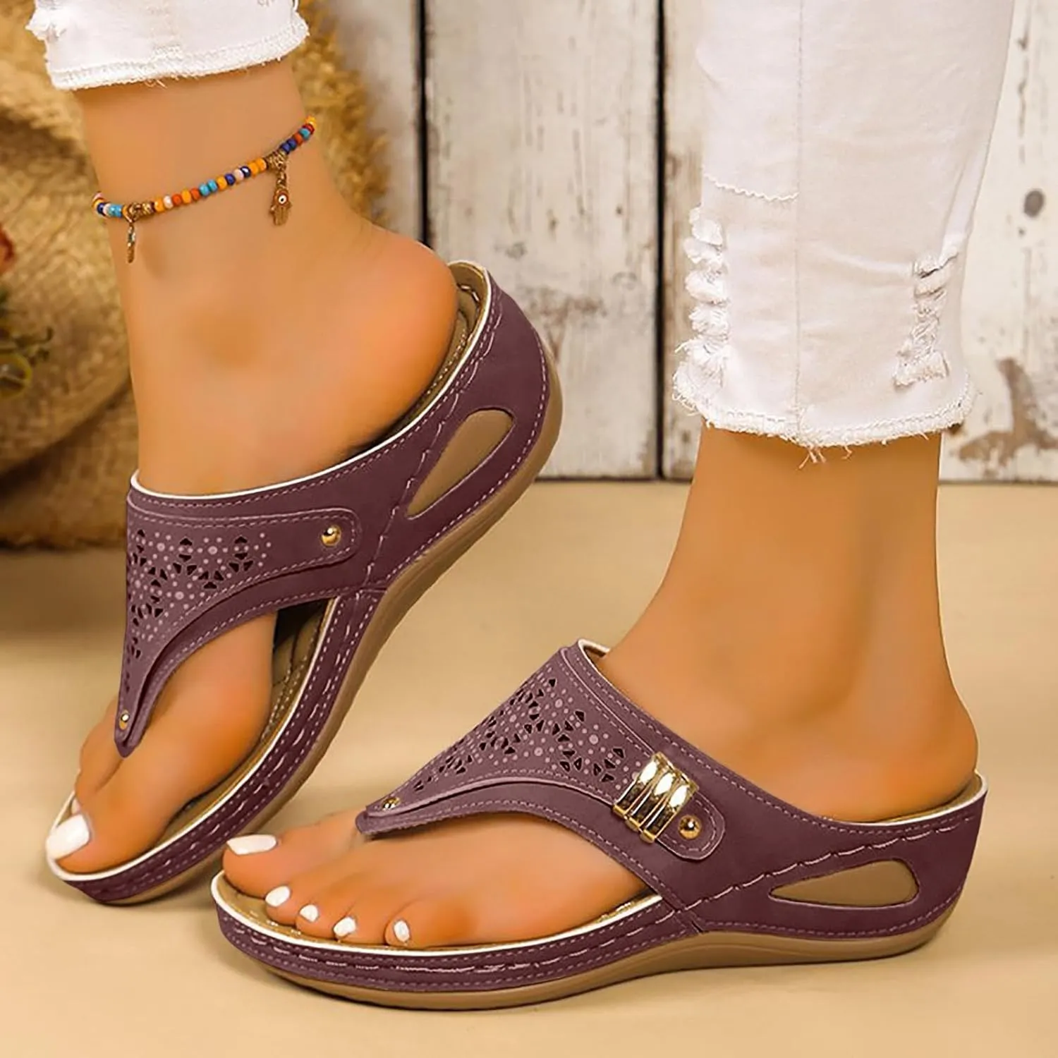 Women's Orthotic Cushion Flip Flops Recovery Walking Sandals for Women Arch Support Comfortable Dressy Summer Open Toe Slip on Beach Thong T-Strap Casual Slippers Outdoor Plantar Fasciitis Shoes
