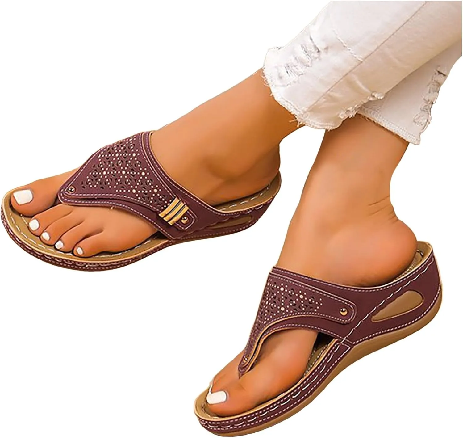 Women's Orthotic Cushion Flip Flops Recovery Walking Sandals for Women Arch Support Comfortable Dressy Summer Open Toe Slip on Beach Thong T-Strap Casual Slippers Outdoor Plantar Fasciitis Shoes