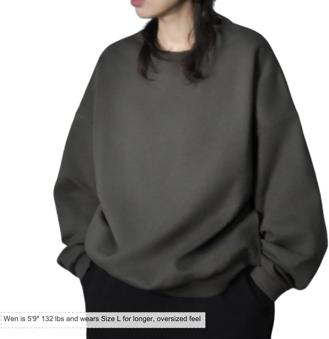 Womens Oversized Crewneck Sweatshirt Fleece Long Sleeve Hoodies Pullover