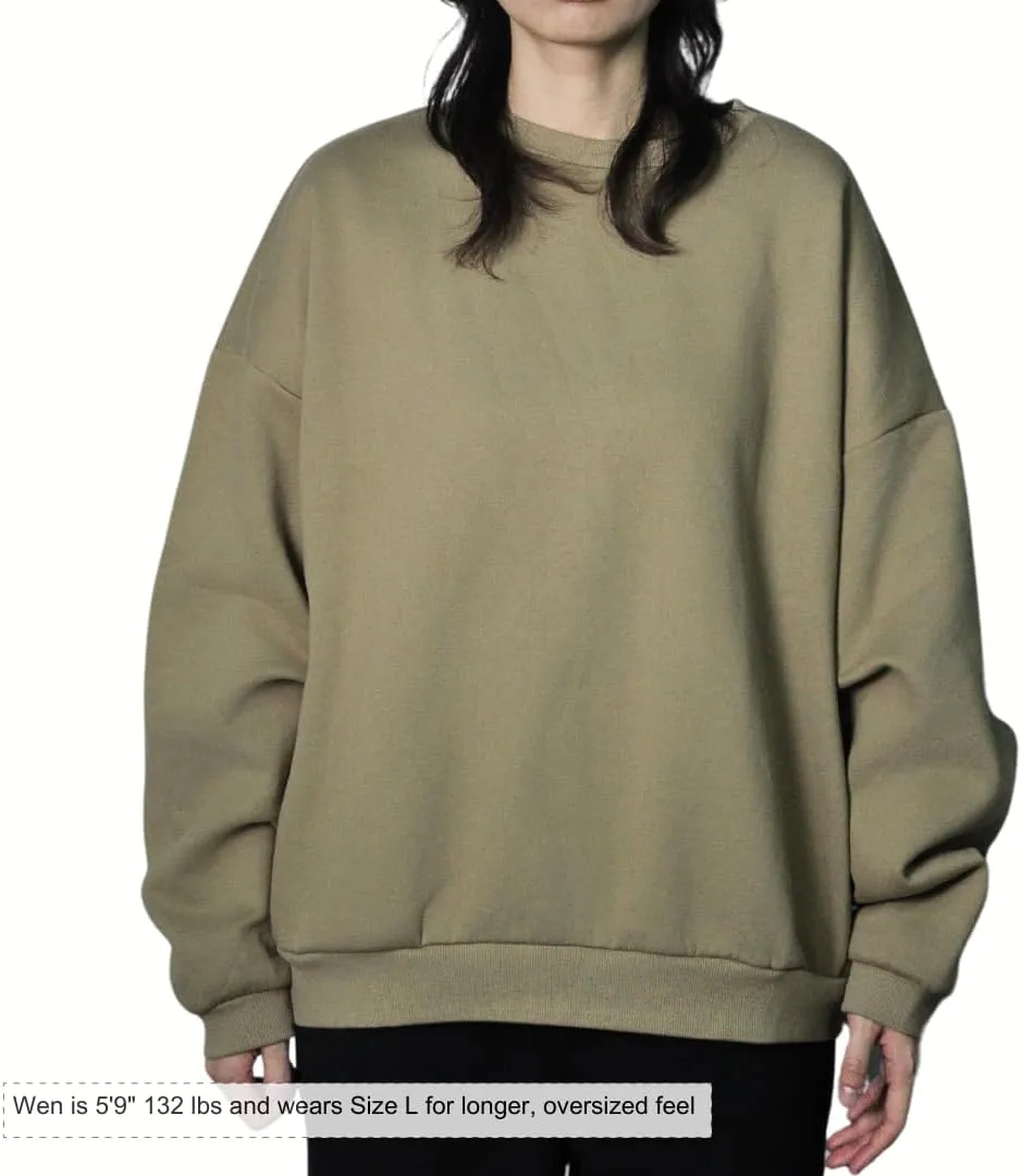 Womens Oversized Crewneck Sweatshirt Fleece Long Sleeve Hoodies Pullover