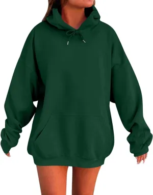 Womens Oversized Hoodies Long Sleeve Pocket Drop Shoulder Pullovers Top Solid Basic Loose Hoodie Sweatshirt