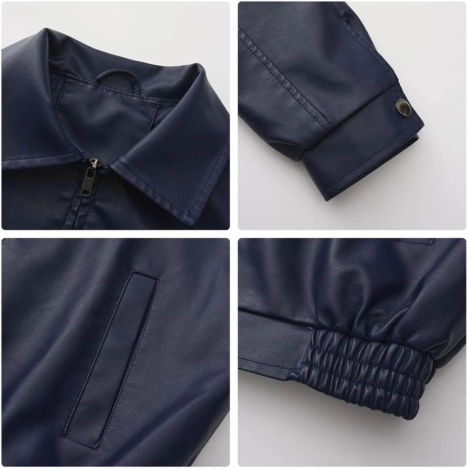 Womens Oversized Leather Jackets Faux Casual Zip Up Casual Bomber Fall Fashion Motorcycle Jacket with Pockets