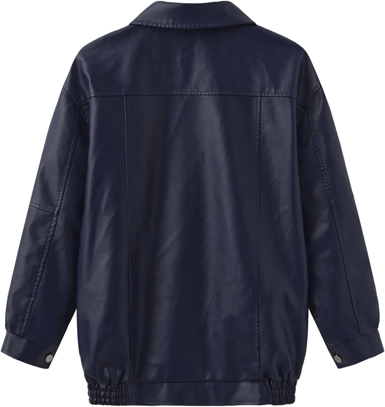 Womens Oversized Leather Jackets Faux Casual Zip Up Casual Bomber Fall Fashion Motorcycle Jacket with Pockets