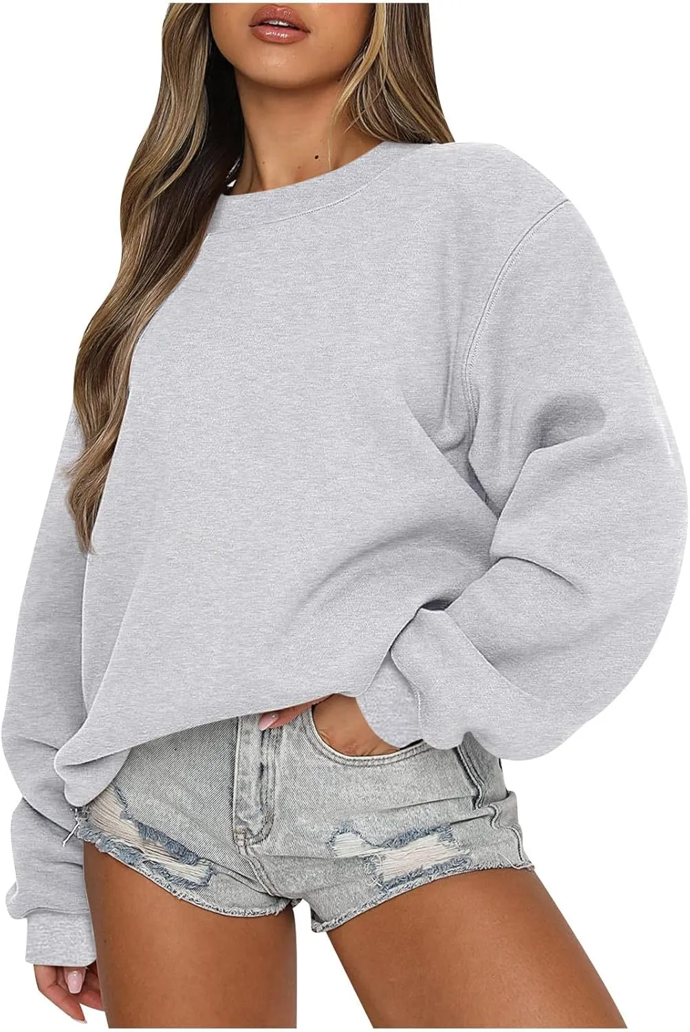 Womens Oversized Sweatshirt Long Sleeve Crewneck Sweatshirts 2023 Fall Fashion Clothes Casual Comfy Pullover Tops