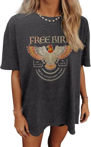 Women's Oversized T Shirts Trendy Graphic Tees 2025 Summer Short Sleeve Casual Loose Crewneck Basic Tunic Tops