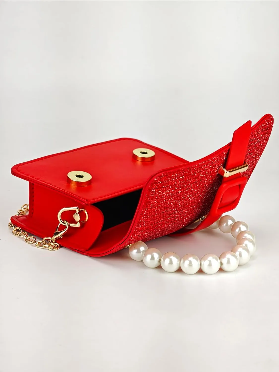 Women's Pearl Handle clutch Purse Wedding Evening Handbags Mini Crossbody Bag With Chain Strap