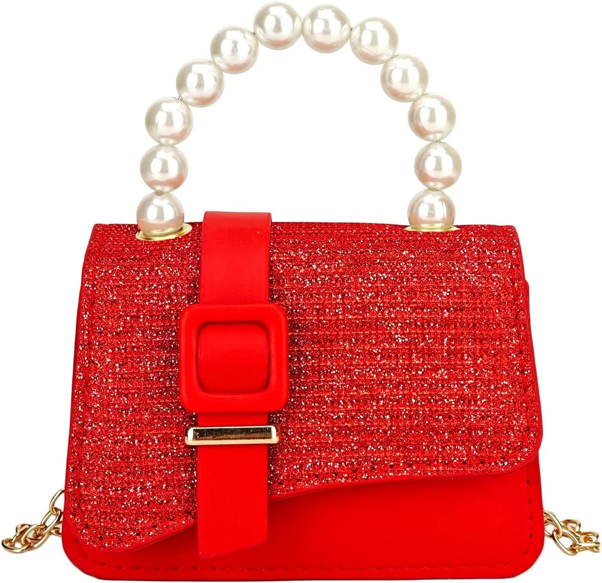 Women's Pearl Handle clutch Purse Wedding Evening Handbags Mini Crossbody Bag With Chain Strap