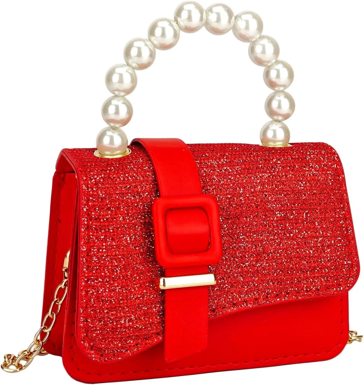Women's Pearl Handle clutch Purse Wedding Evening Handbags Mini Crossbody Bag With Chain Strap