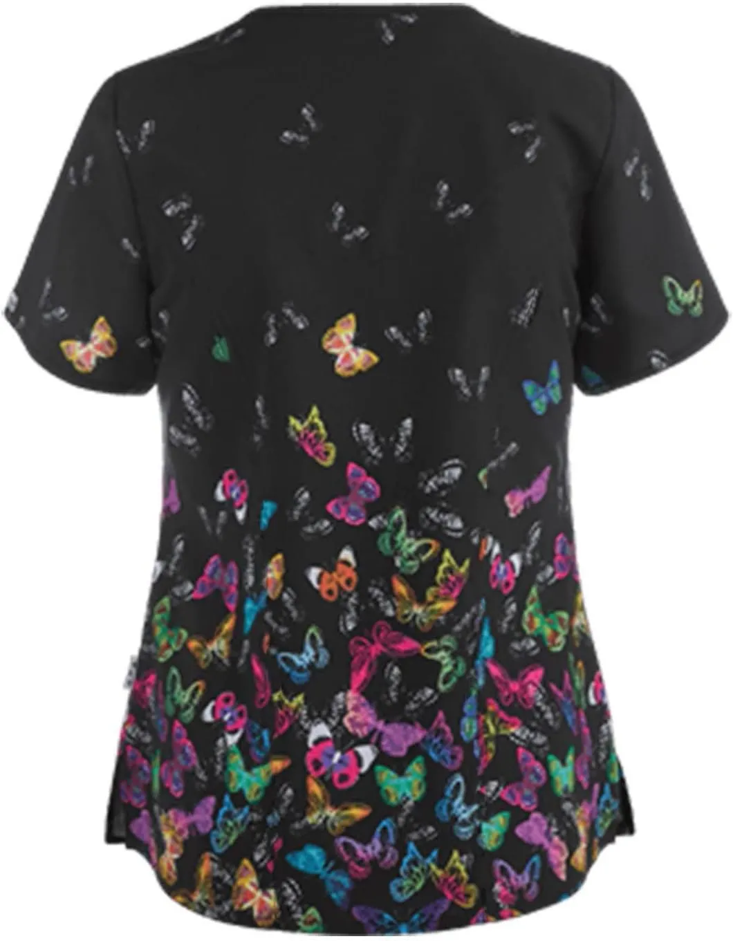 Womens Scrub Tops Fashion Printed Work Uniform T-Shirt V Neck Short Sleeve Nurse Tops Tunic Blouse with Pocket