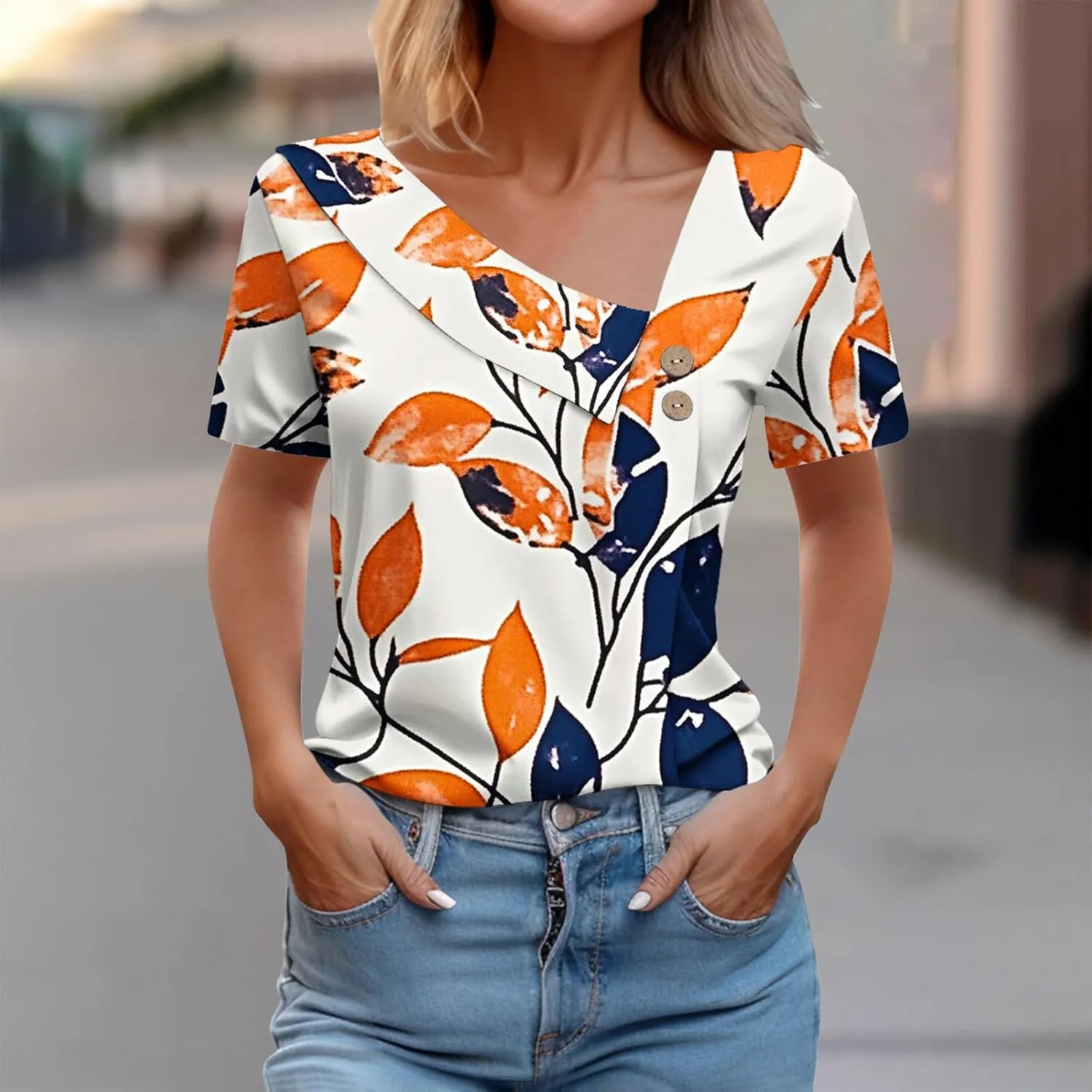 Women's Short Sleeve Casual Trendy Tshirt Boho Floral Graphic Print Tops Blouse Loose Fit Summer Tee Shirts