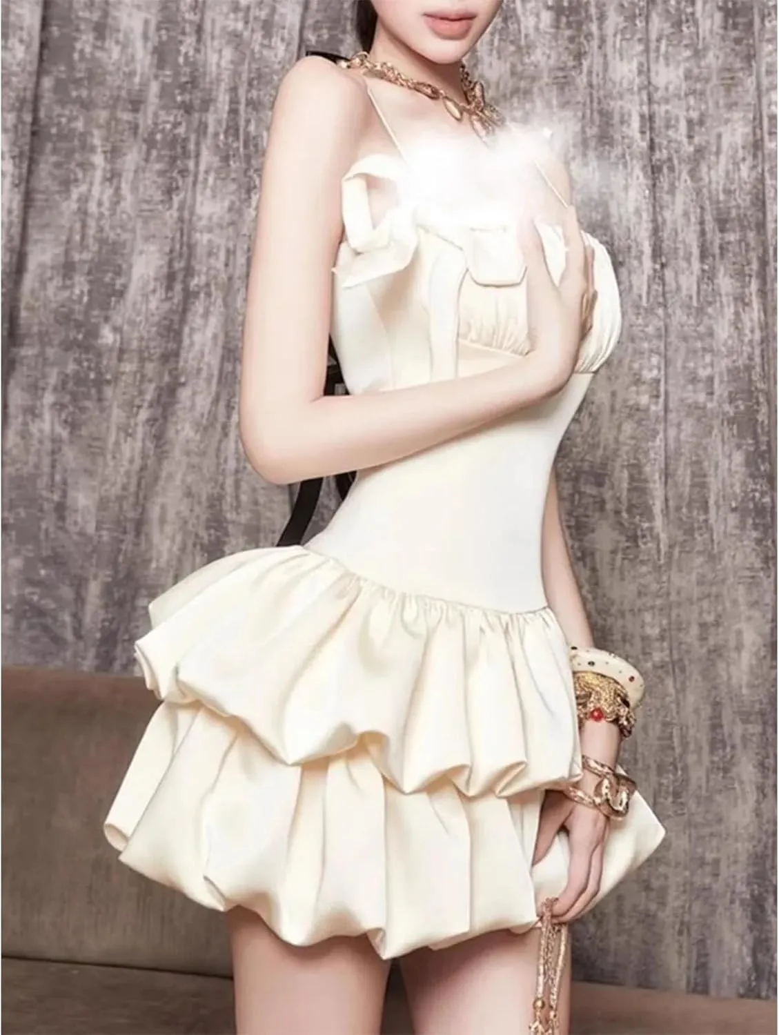 Womens Square Neck Ruffle Mini Dress - Sleeveless Slimming Summer Casual Outfit