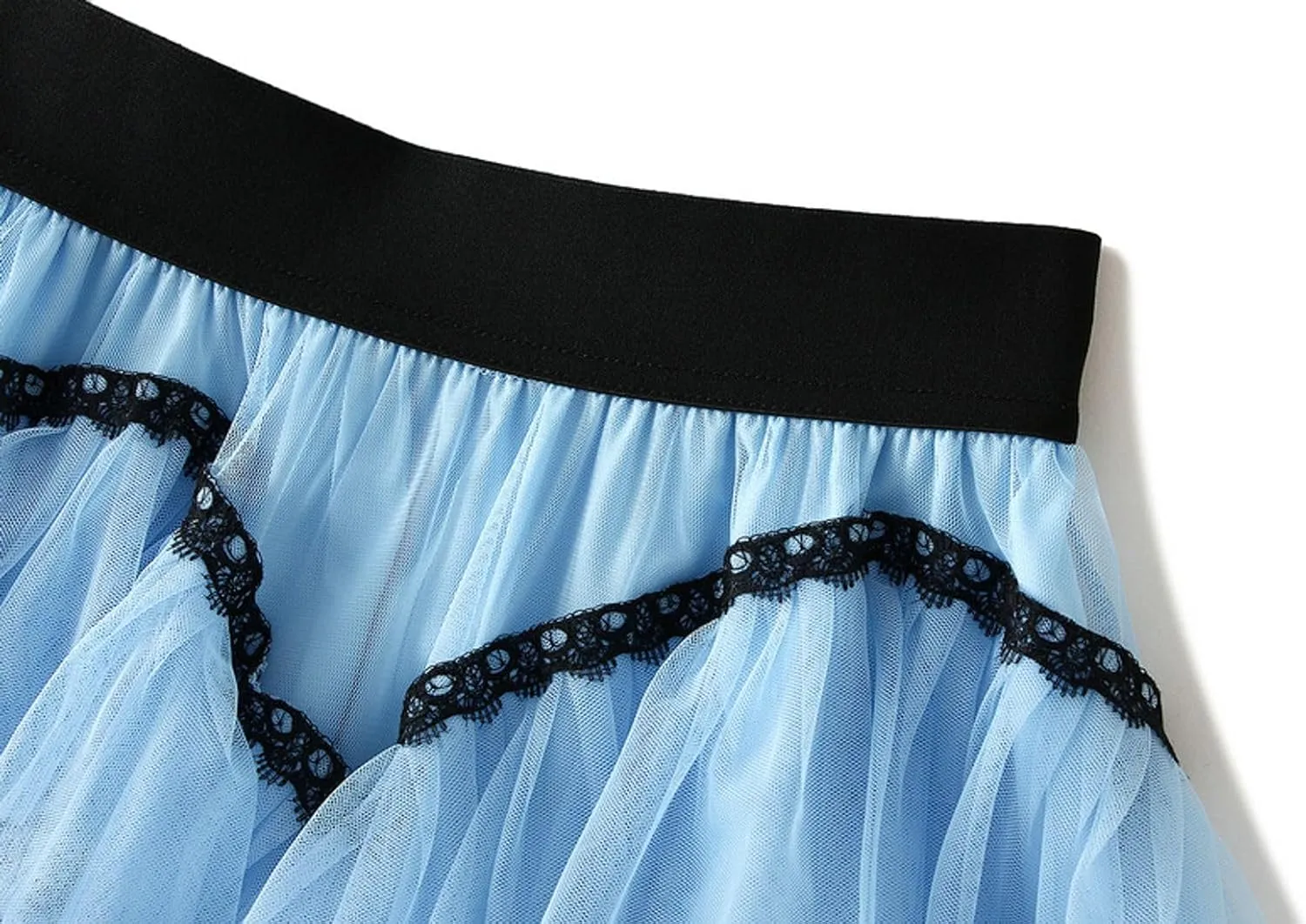 Womens Tutu Tulle Skirts Elastic High Waist Ruffles Skirt A-line Flowy Midi Tiered Skirt Summer Pleated Dance Skirts