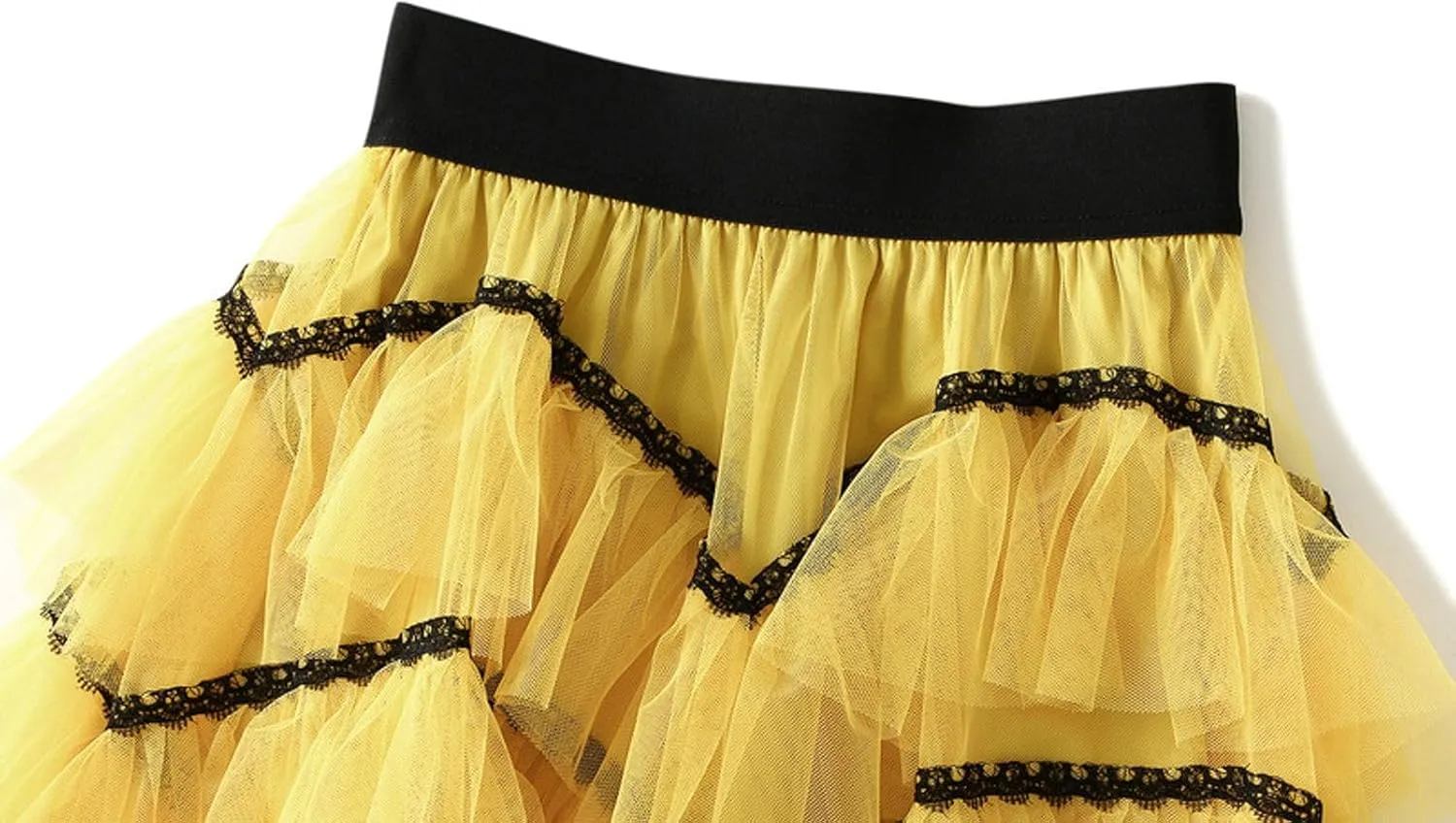 Womens Tutu Tulle Skirts Elastic High Waist Ruffles Skirt A-line Flowy Midi Tiered Skirt Summer Pleated Dance Skirts