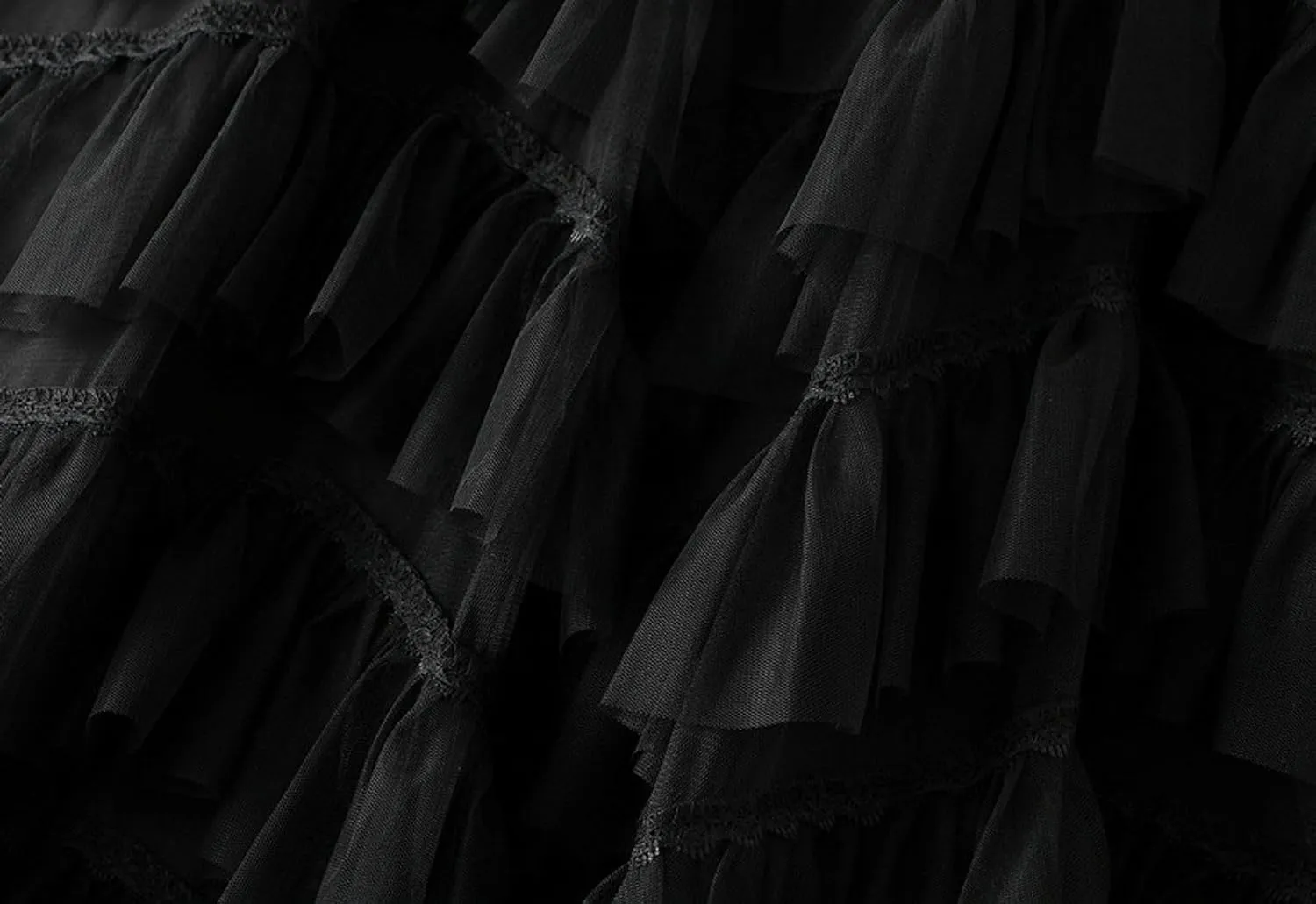 Womens Tutu Tulle Skirts Elastic High Waist Ruffles Skirt A-line Flowy Midi Tiered Skirt Summer Pleated Dance Skirts