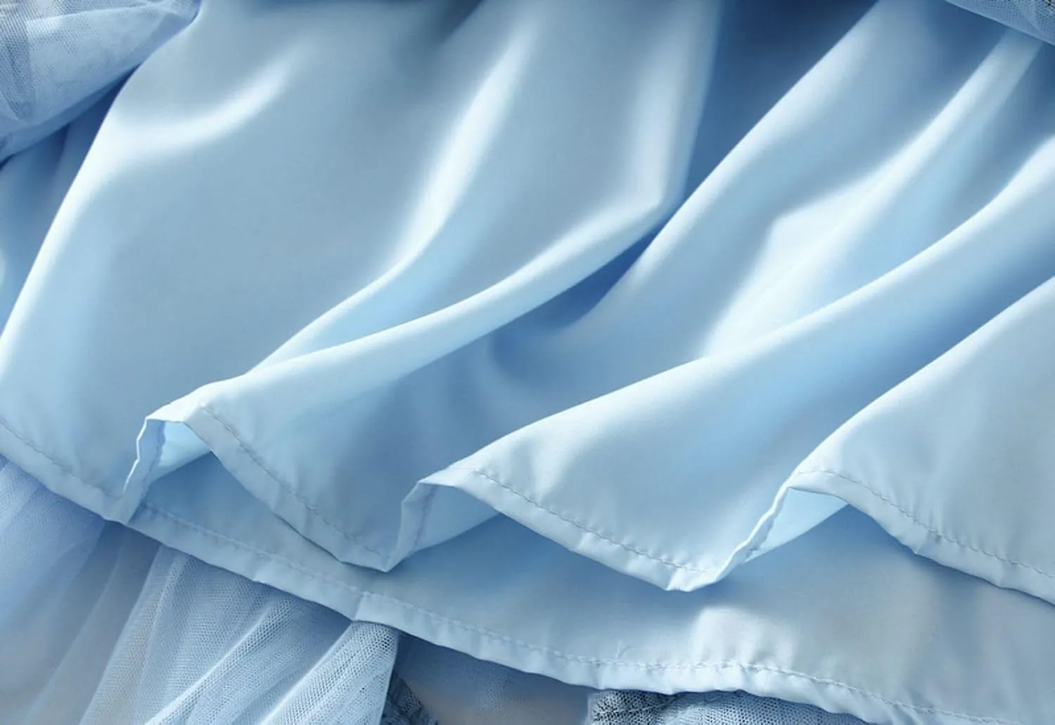 Womens Tutu Tulle Skirts Elastic High Waist Ruffles Skirt A-line Flowy Midi Tiered Skirt Summer Pleated Dance Skirts