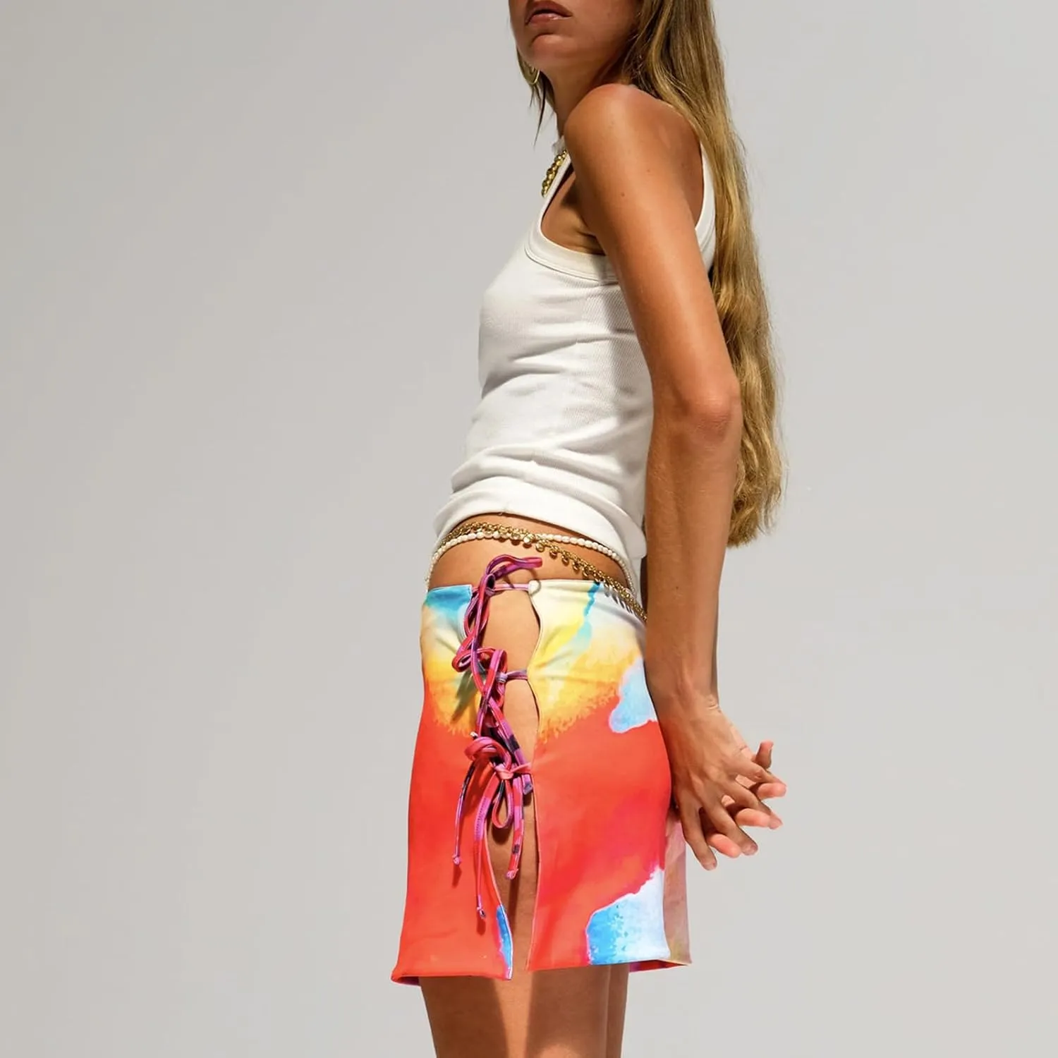 Y2k Boho Mini Skirt Women High Waist Floral Print Pencil Bodycon Short Skirts Trendy Aline Going Out Beach Skirt