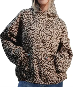 Y2k Cheetah Hoodie Leopard Print Hoodie Sweatshirt Women Oversized Trendy Graphic Hoodies 2000s Pullover Streetwear