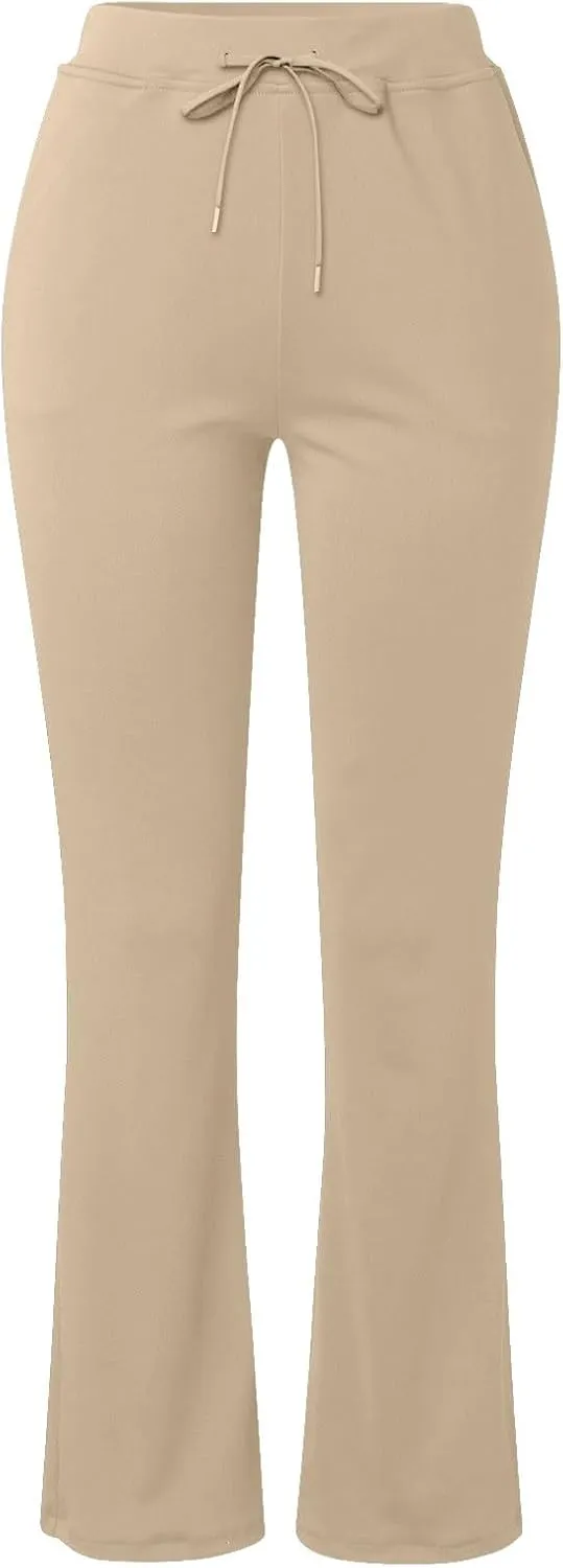 Yoga Pants for Women Summer Trendy Bootcut Elastic High Waist Skinny Flared Pant Slim-fit Soft Athletic Trousers