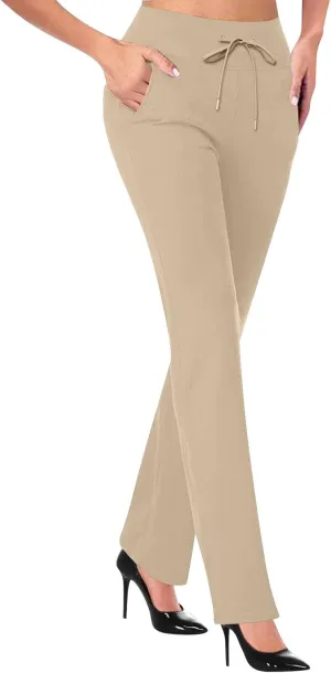 Yoga Pants for Women Summer Trendy Bootcut Elastic High Waist Skinny Flared Pant Slim-fit Soft Athletic Trousers
