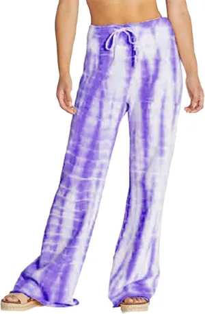 YOLAI Women's Casual Tie-dye Printed Pants High Waist Drawstring Straight Leg Pant Lightweight Trousers with Pockets