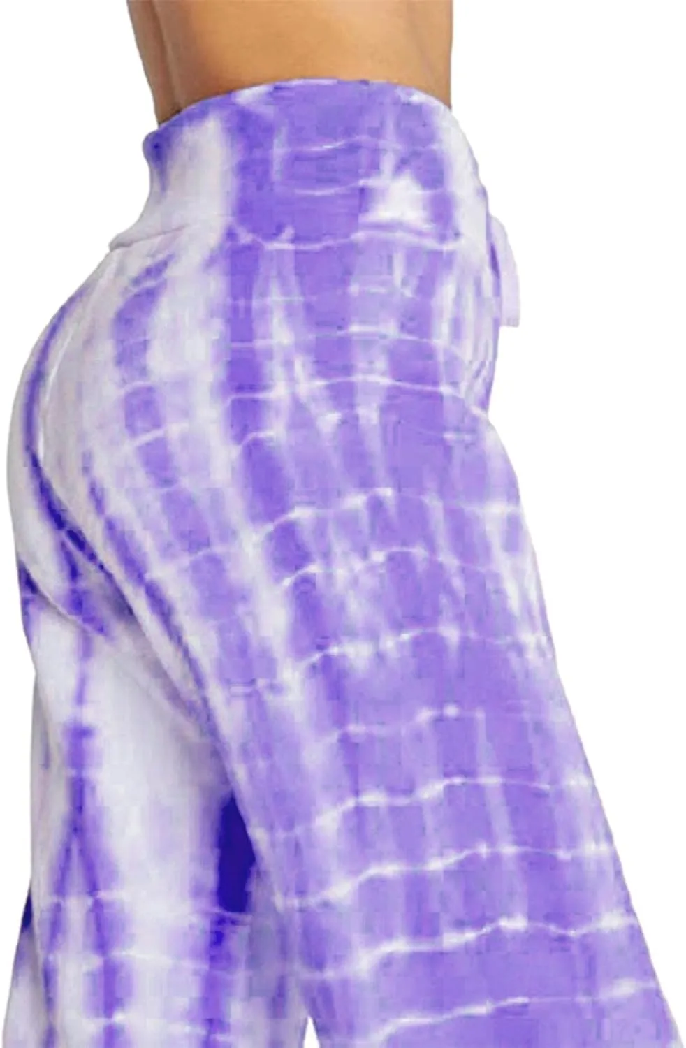 YOLAI Women's Casual Tie-dye Printed Pants High Waist Drawstring Straight Leg Pant Lightweight Trousers with Pockets