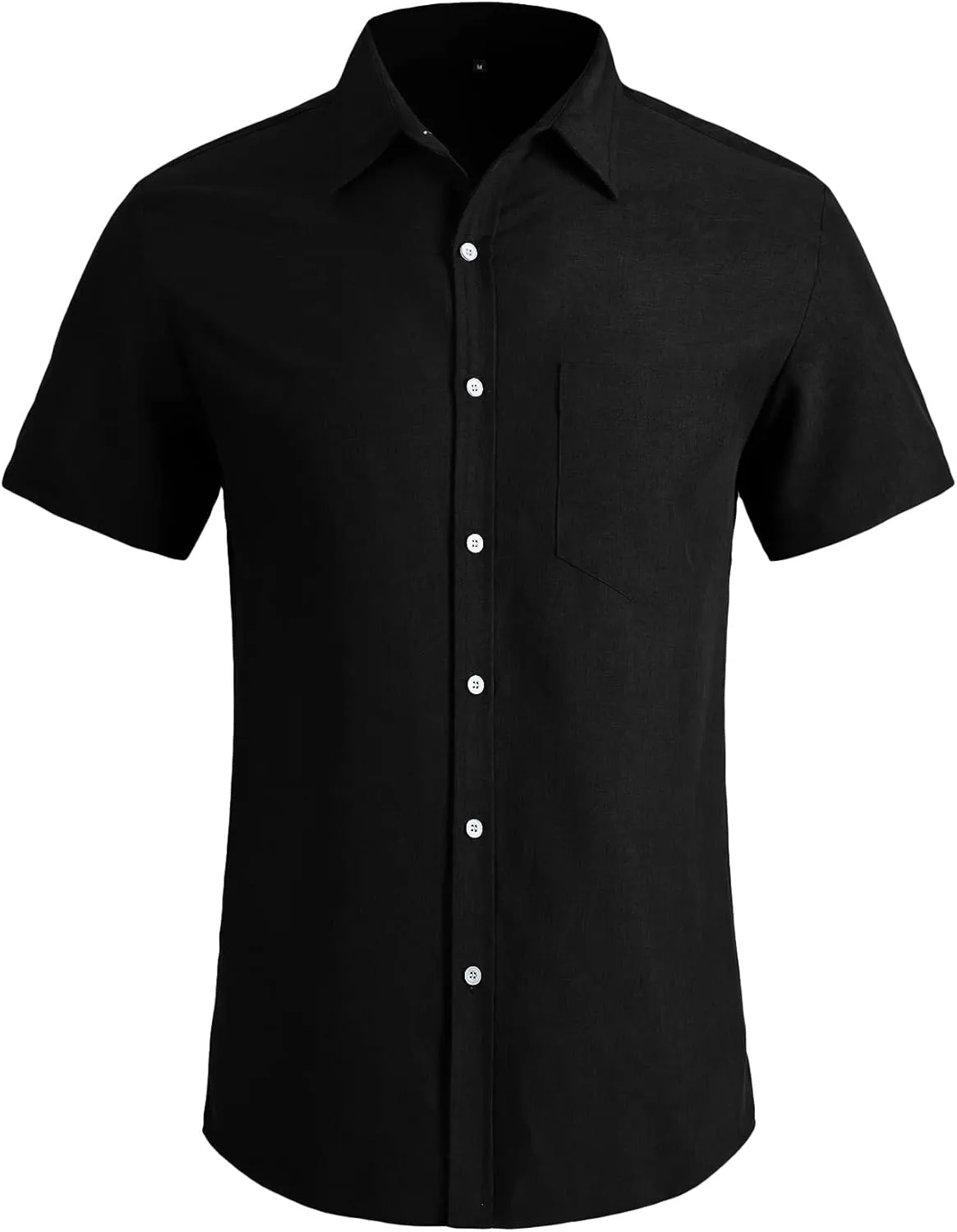 YTD Men's Casual Linen Button Down Shirt Short Sleeve Beach Shirt