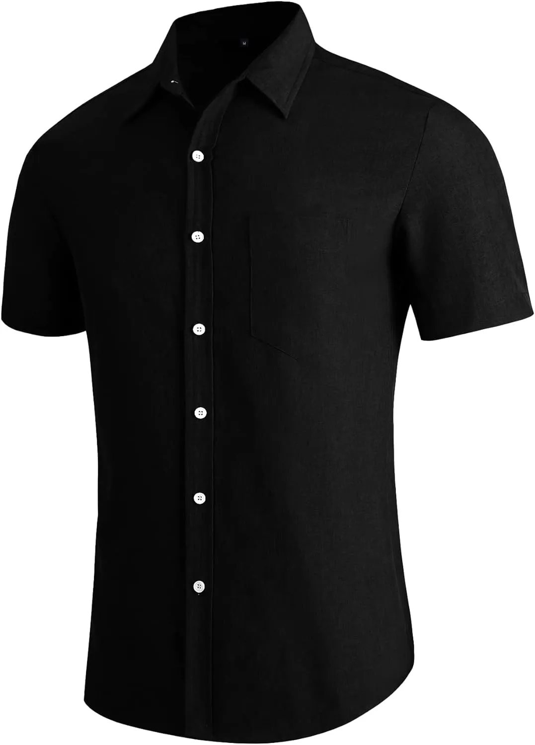 YTD Men's Casual Linen Button Down Shirt Short Sleeve Beach Shirt