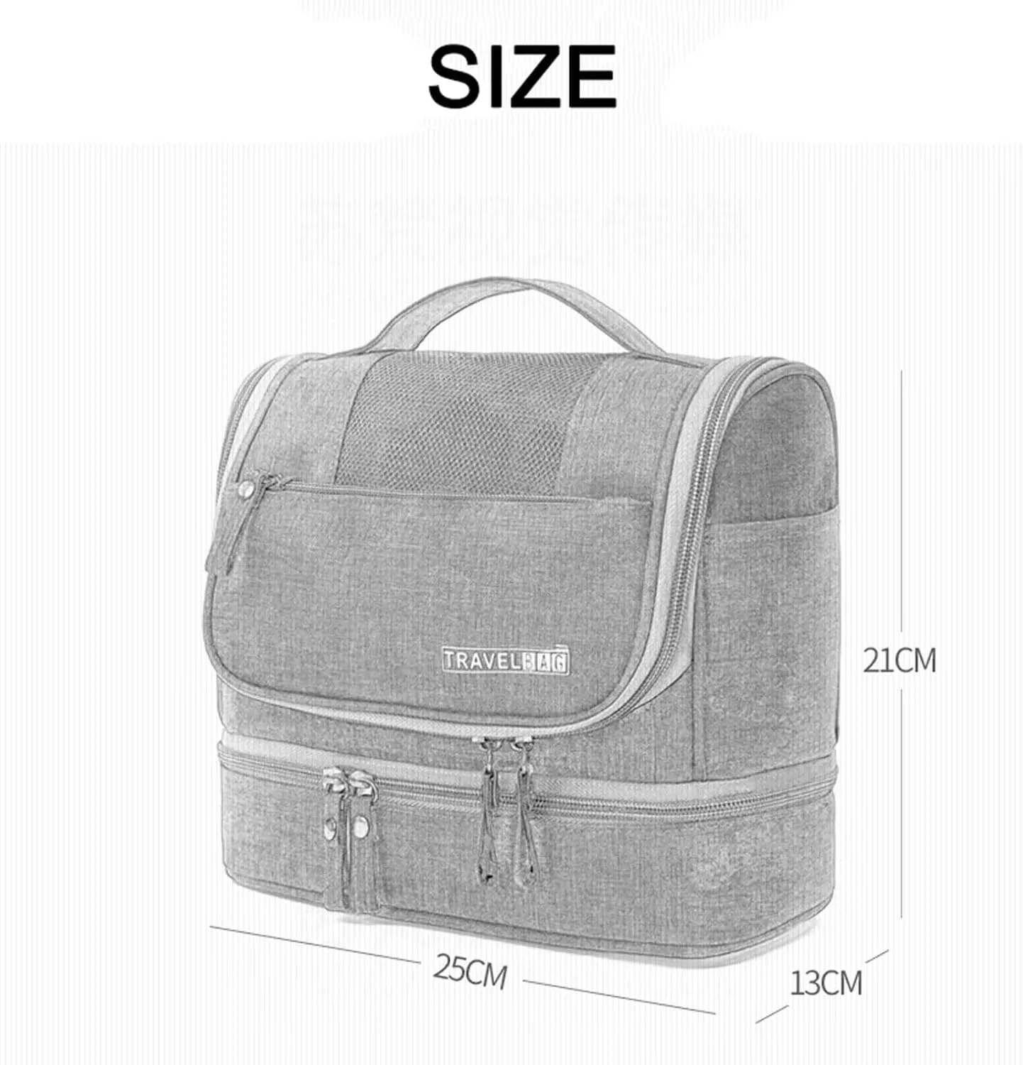 YUAKOU Toiletry Bag Travel Bag with Hanging Hook, Water-resistant Makeup Cosmetic Bag Travel Accessories For Men Women, Shampoo, Toiletries,Full Sized Container
