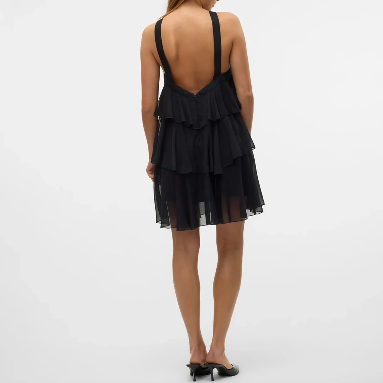 Yuemengxuan Women Tiered Summer Dresses Ruffle Backless Mini Dress 3D Flower Graduation Dresses Y2k Flowy Beach Sundresses