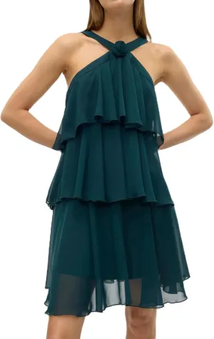Yuemengxuan Women Tiered Summer Dresses Ruffle Backless Mini Dress 3D Flower Graduation Dresses Y2k Flowy Beach Sundresses