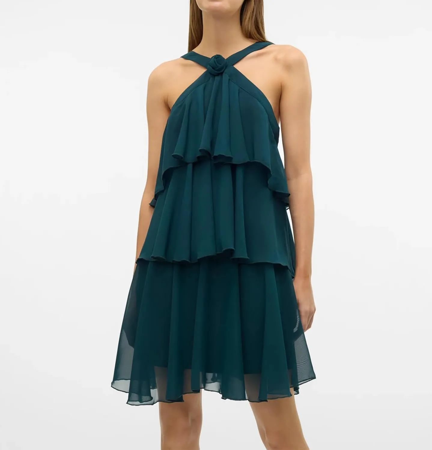 Yuemengxuan Women Tiered Summer Dresses Ruffle Backless Mini Dress 3D Flower Graduation Dresses Y2k Flowy Beach Sundresses