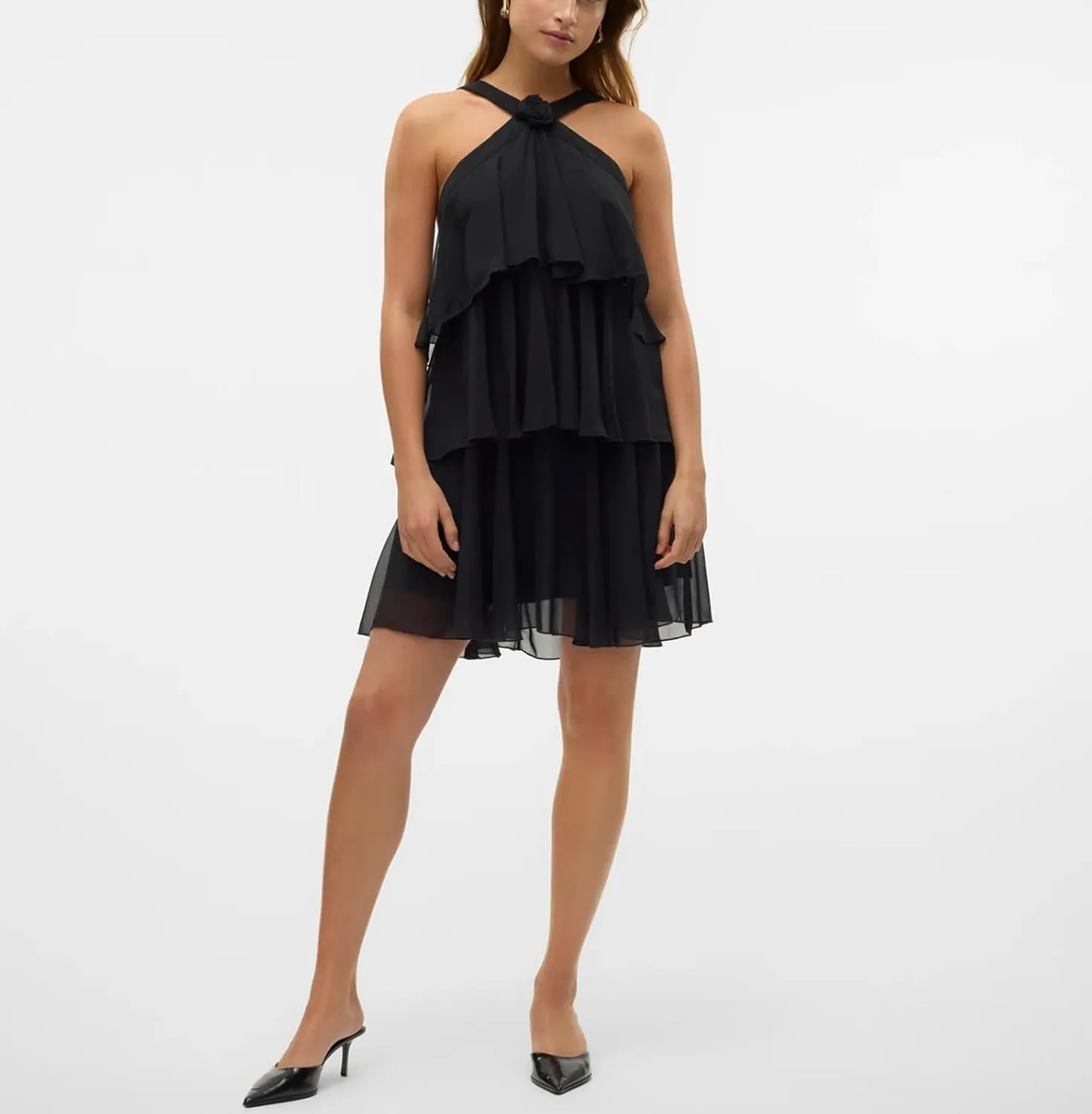 Yuemengxuan Women Tiered Summer Dresses Ruffle Backless Mini Dress 3D Flower Graduation Dresses Y2k Flowy Beach Sundresses