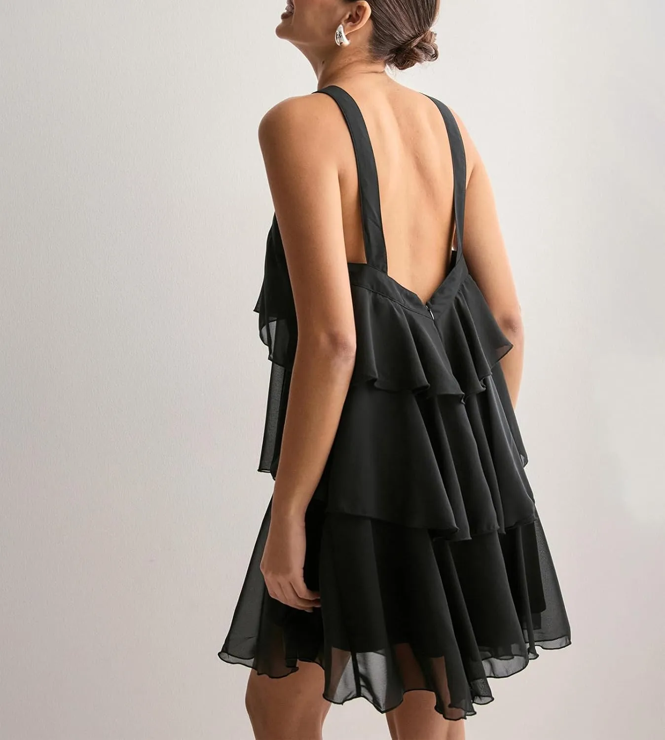 Yuemengxuan Women Tiered Summer Dresses Ruffle Backless Mini Dress 3D Flower Graduation Dresses Y2k Flowy Beach Sundresses