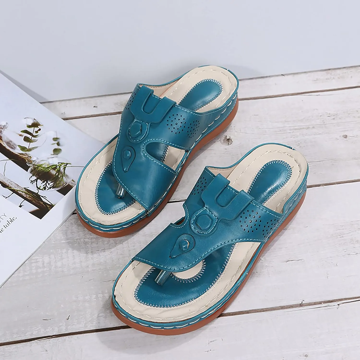 ZSpzx Orthopedic Sandals for Women,2025 Arch Support Wedge Flip Flops Slide Comfortable Dressy Summer Casual Beach Plantar Fasciitis Outdoor Slides Slip on Walking Shoes Work