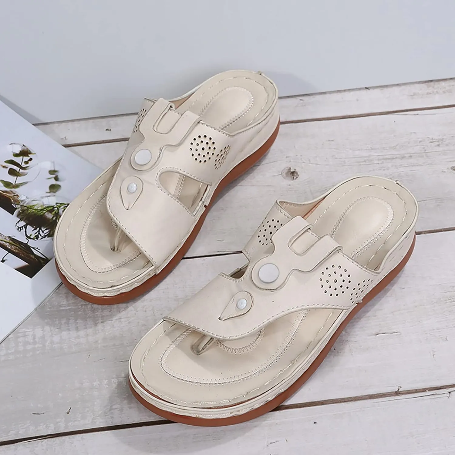 ZSpzx Orthopedic Sandals for Women,2025 Arch Support Wedge Flip Flops Slide Comfortable Dressy Summer Casual Beach Plantar Fasciitis Outdoor Slides Slip on Walking Shoes Work
