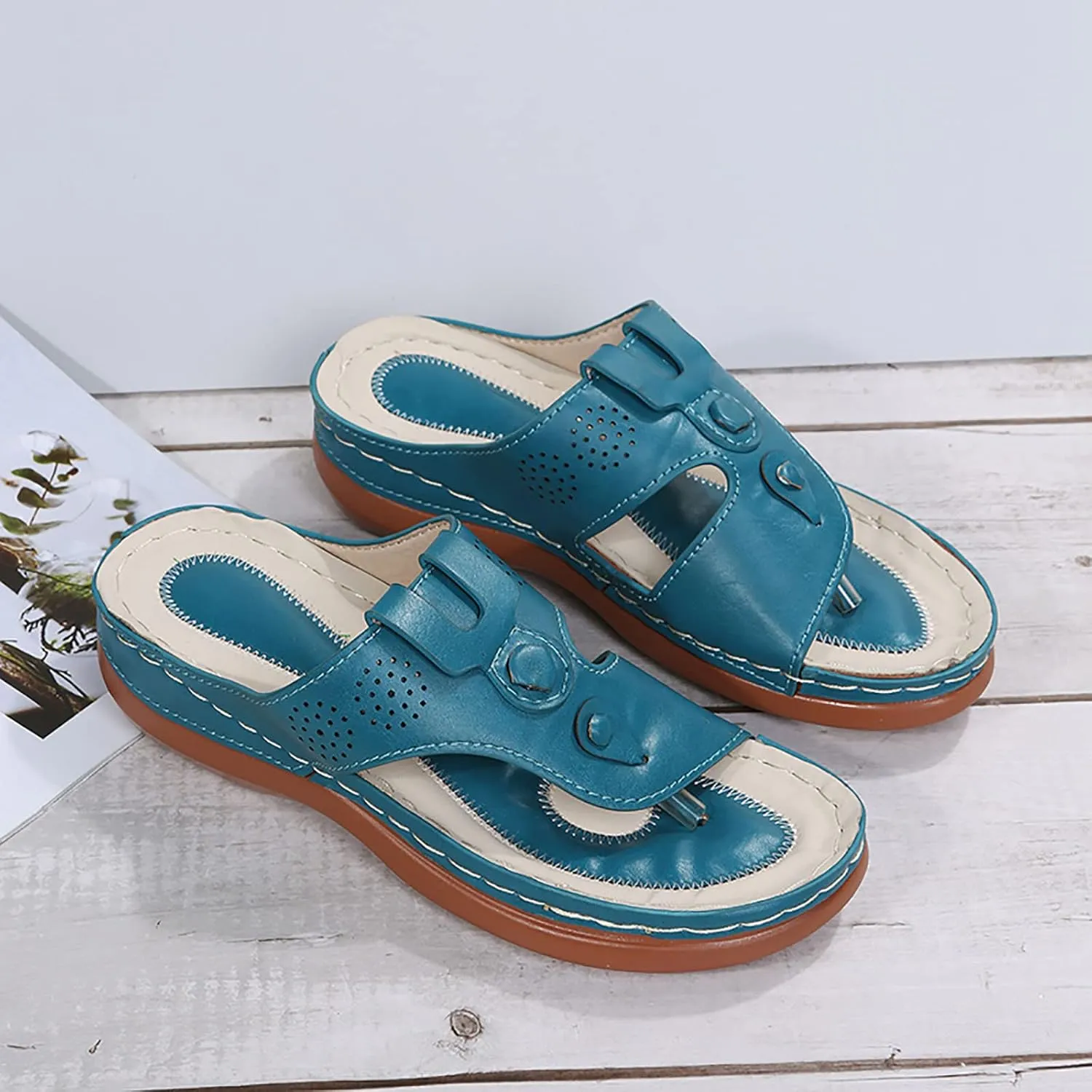 ZSpzx Orthopedic Sandals for Women,2025 Arch Support Wedge Flip Flops Slide Comfortable Dressy Summer Casual Beach Plantar Fasciitis Outdoor Slides Slip on Walking Shoes Work