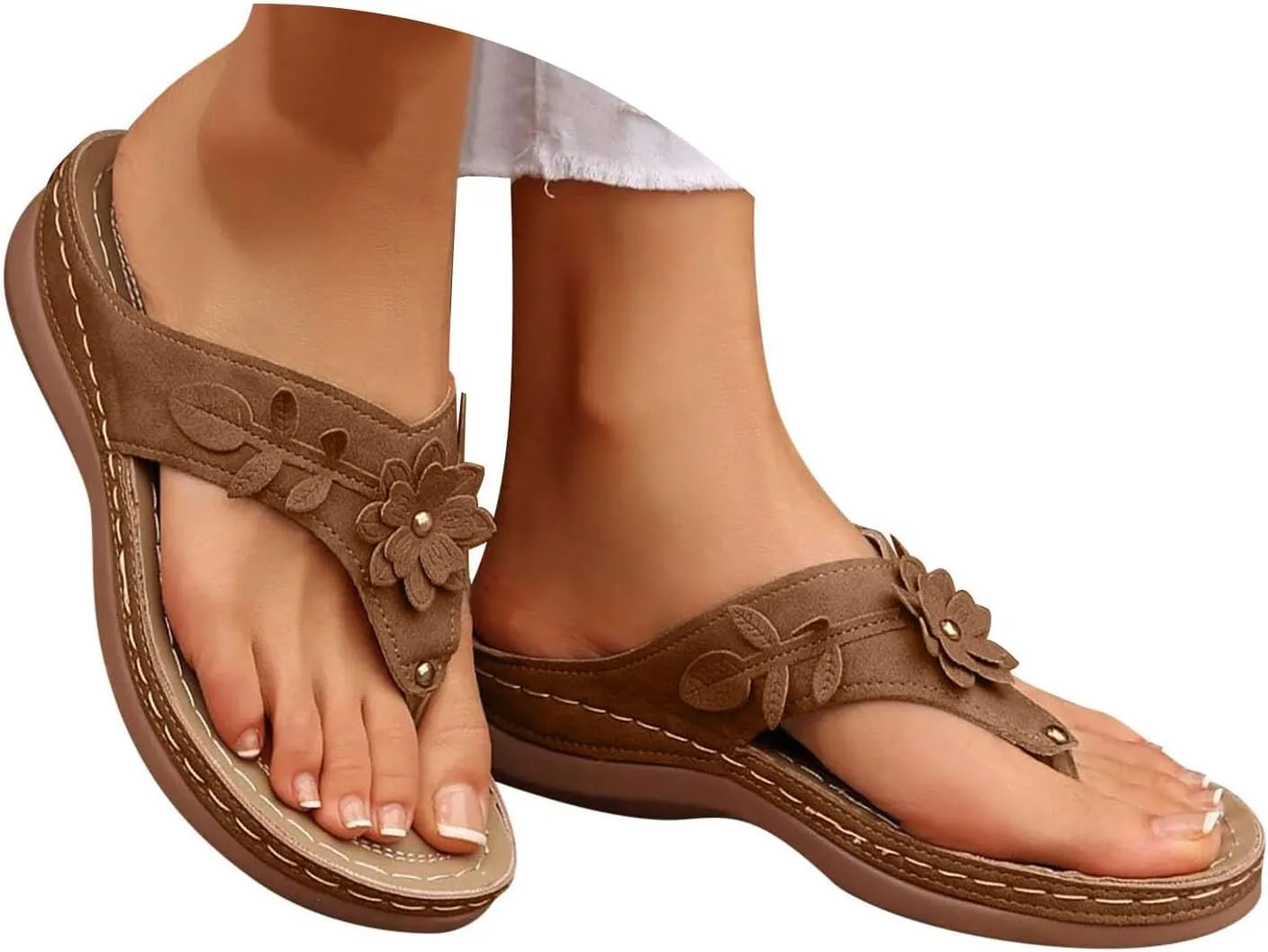 ZSpzx Women's Slide Sandals,Wedge Sandals for Women 2025 Orthopedic Flip Flops Comfortable Cushion Dressy Summer Casual Bunion Womens Orthotic Platform Foot Plantar Fasciitis Beach Walking Shoes