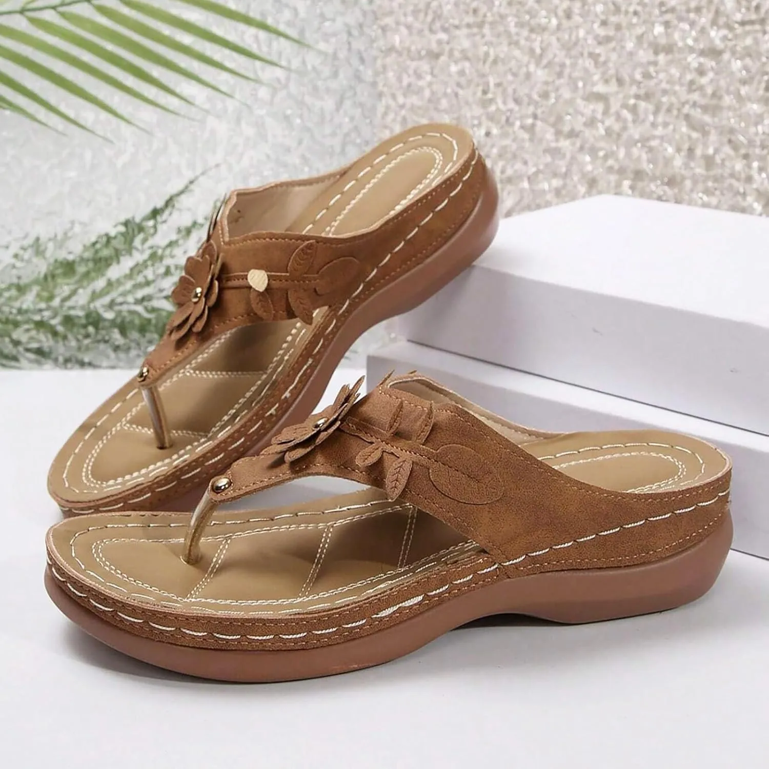 ZSpzx Women's Slide Sandals,Wedge Sandals for Women 2025 Orthopedic Flip Flops Comfortable Cushion Dressy Summer Casual Bunion Womens Orthotic Platform Foot Plantar Fasciitis Beach Walking Shoes