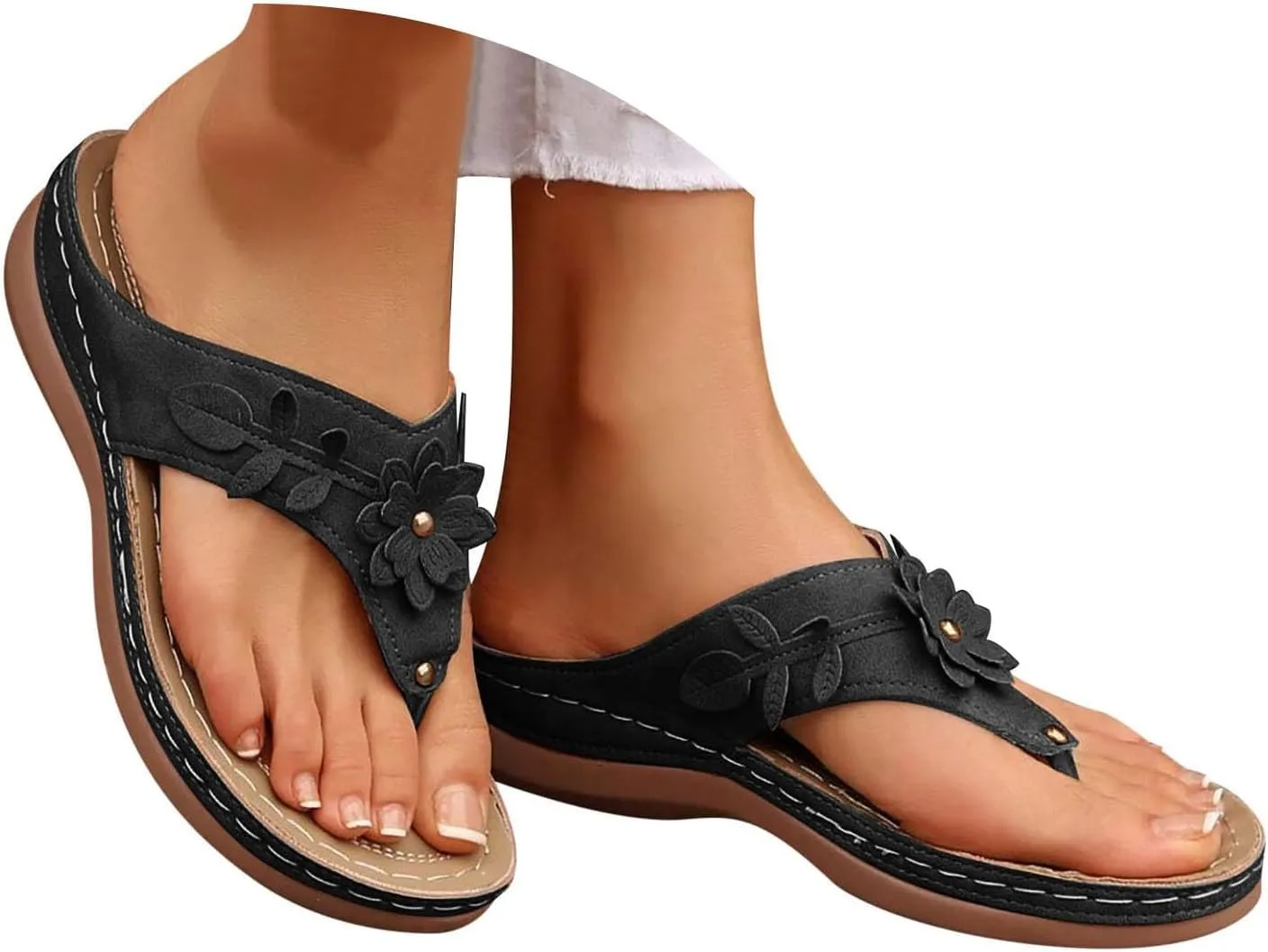 ZSpzx Women's Slide Sandals,Wedge Sandals for Women 2025 Orthopedic Flip Flops Comfortable Cushion Dressy Summer Casual Bunion Womens Orthotic Platform Foot Plantar Fasciitis Beach Walking Shoes