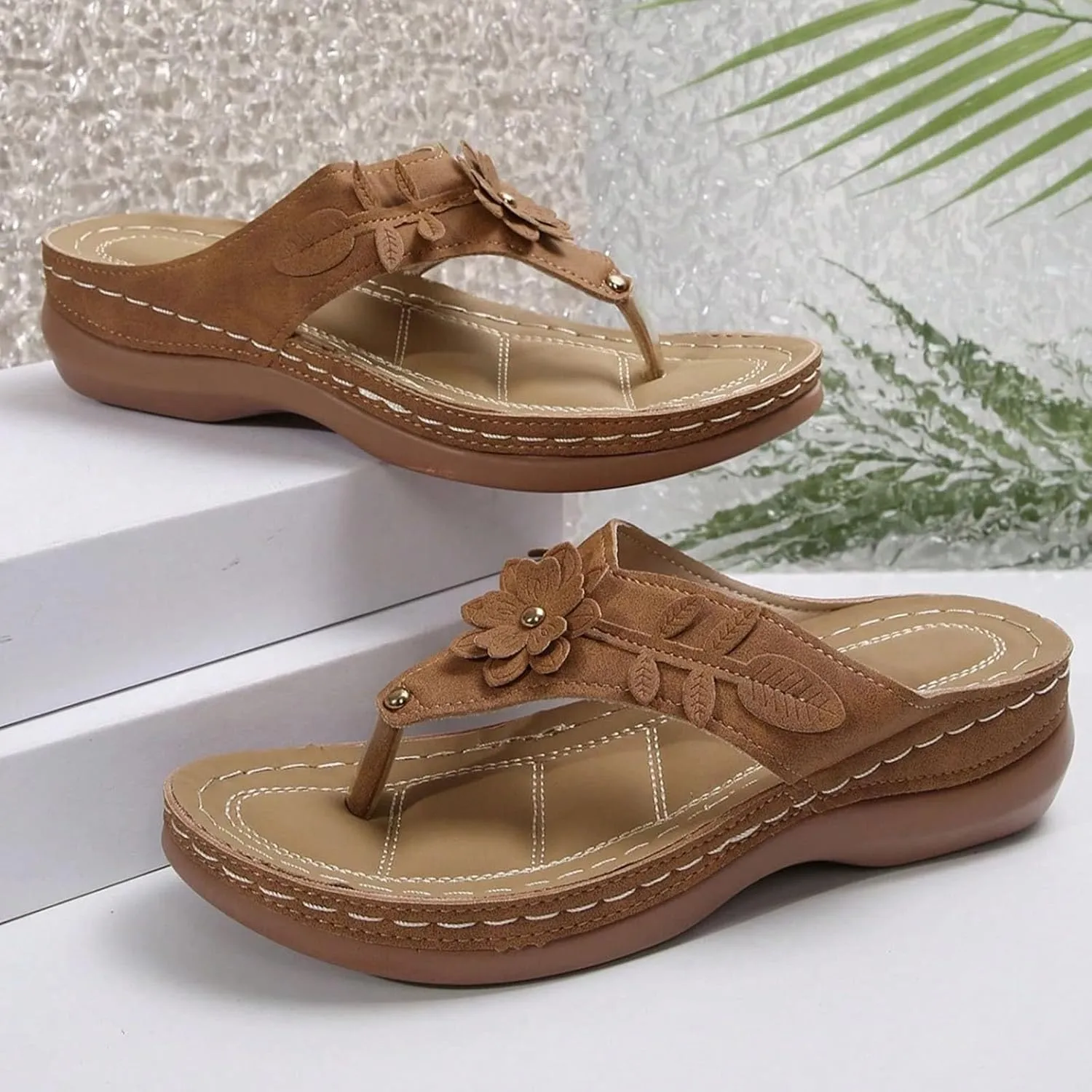 ZSpzx Women's Slide Sandals,Wedge Sandals for Women 2025 Orthopedic Flip Flops Comfortable Cushion Dressy Summer Casual Bunion Womens Orthotic Platform Foot Plantar Fasciitis Beach Walking Shoes