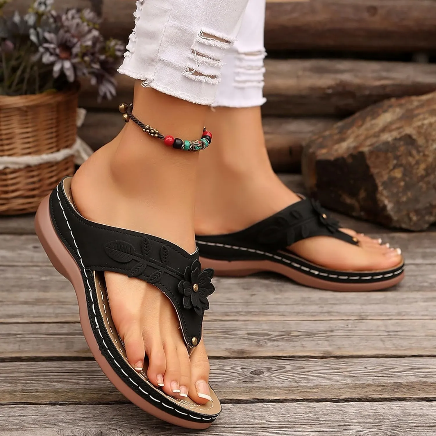 ZSpzx Women's Slide Sandals,Wedge Sandals for Women 2025 Orthopedic Flip Flops Comfortable Cushion Dressy Summer Casual Bunion Womens Orthotic Platform Foot Plantar Fasciitis Beach Walking Shoes