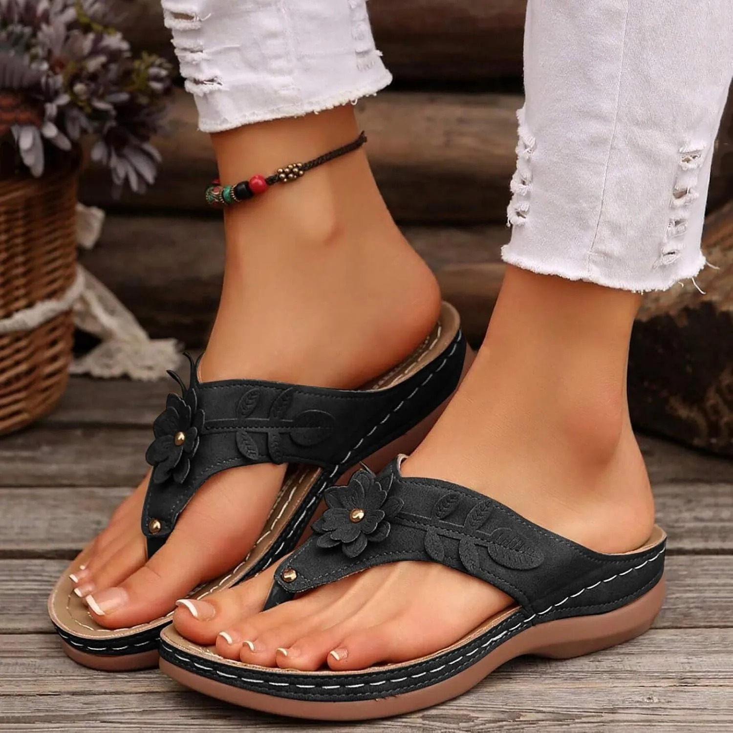 ZSpzx Women's Slide Sandals,Wedge Sandals for Women 2025 Orthopedic Flip Flops Comfortable Cushion Dressy Summer Casual Bunion Womens Orthotic Platform Foot Plantar Fasciitis Beach Walking Shoes