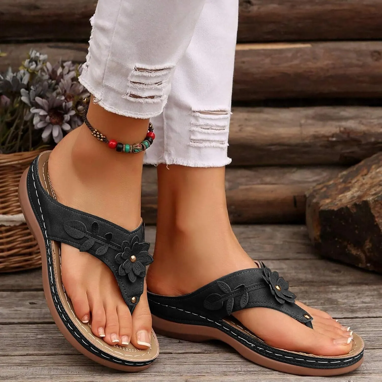 ZSpzx Women's Slide Sandals,Wedge Sandals for Women 2025 Orthopedic Flip Flops Comfortable Cushion Dressy Summer Casual Bunion Womens Orthotic Platform Foot Plantar Fasciitis Beach Walking Shoes