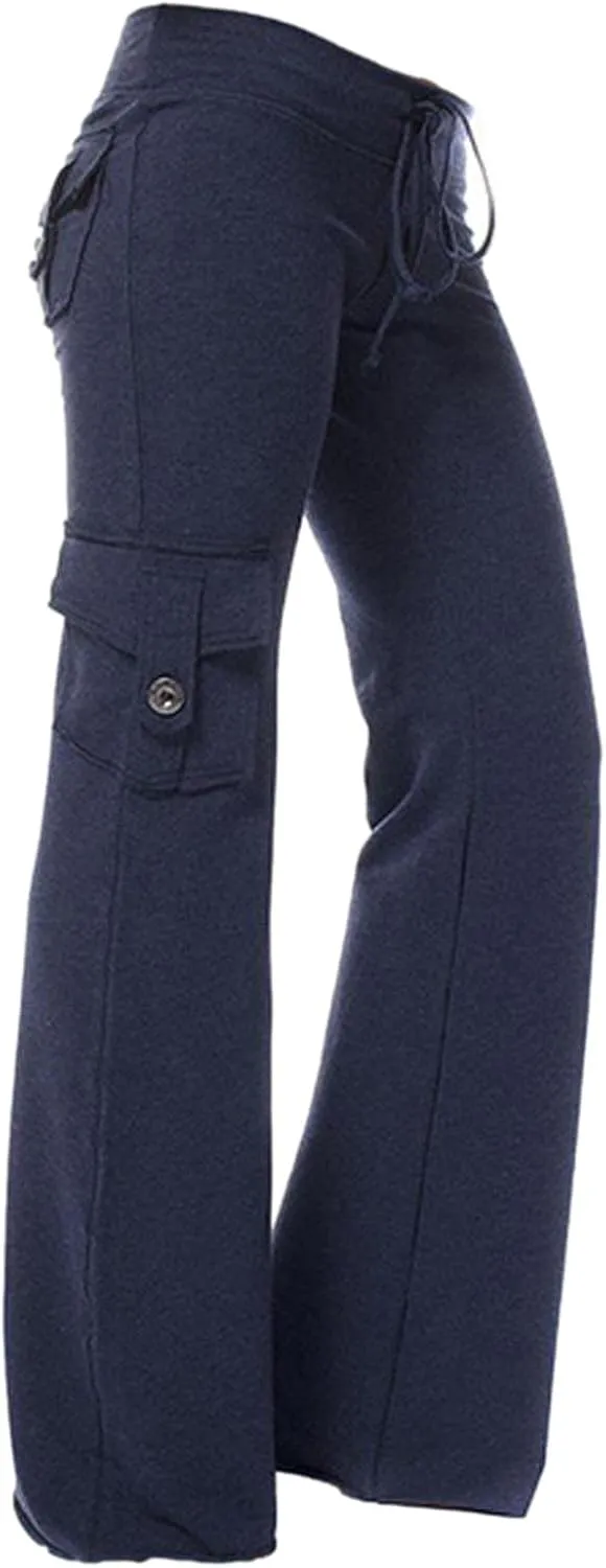ZWRXW Cargo Pants Women High Waist Stretch Trousers Yoga Pants Casual Slim Fit Comfy Athletic Sweatpants with Pockets